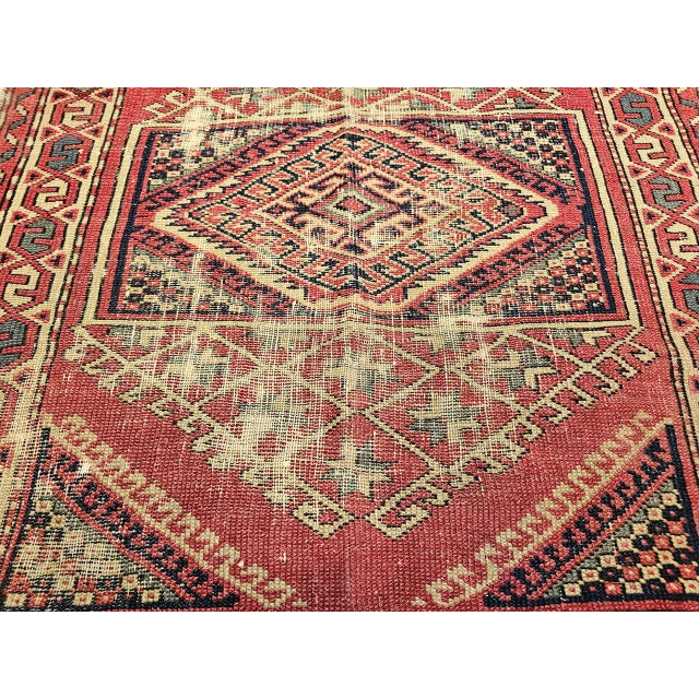 19th Century Antique Turkish Village Rug, Handwoven Wool, Geometric, 1900s, 3' x 3' For Sale - Image 4 of 10