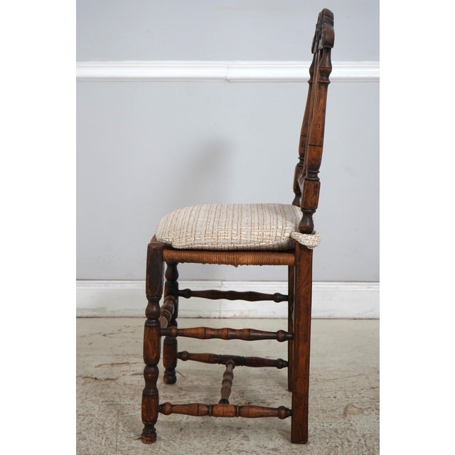 Vintage Parquetry French Provincial Oak Dining Table & 6 Chairs For Sale - Image 12 of 18