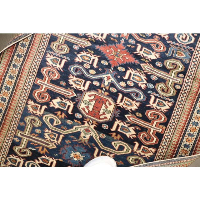Late 19th Century Antique Zabihi Collection Caucasian Perpedil Blue Rug - 3'5" X 5'1" For Sale - Image 17 of 17