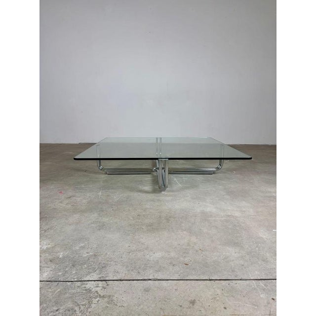 Metal Vintage Coffee Table in Glass and Metal by Gianfranco Frattini for Cassina, 1970s For Sale - Image 7 of 10