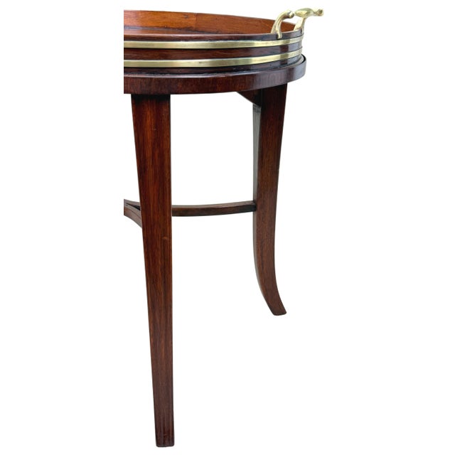 Early 19th Century Georgian Mahogany Oval Tray on Stand with Brass Bound Decoration, 1800 For Sale - Image 5 of 13