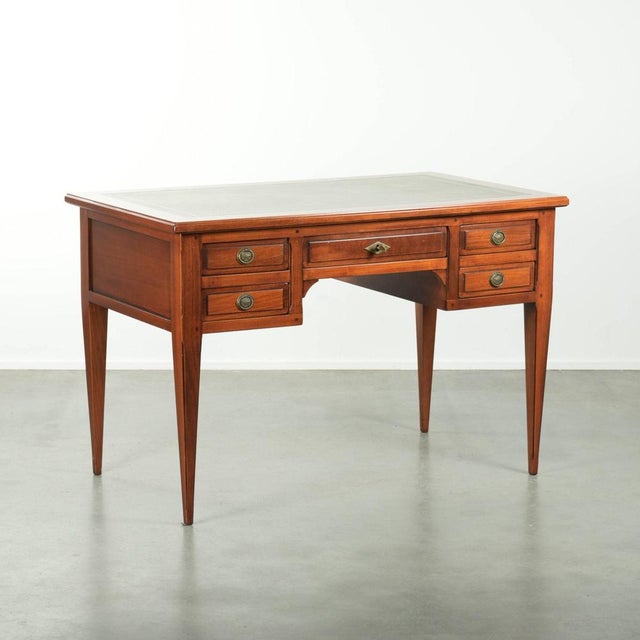 English Desk with Green Leather Top, Gilt Details and 5 Drawers For Sale - Image 15 of 15