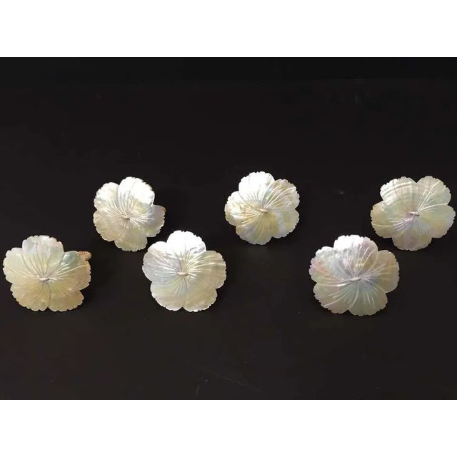 Handcrafted Napkin Rings in Natural Capiz Pearl Shell - Set of 6 For Sale In Palm Springs - Image 6 of 11