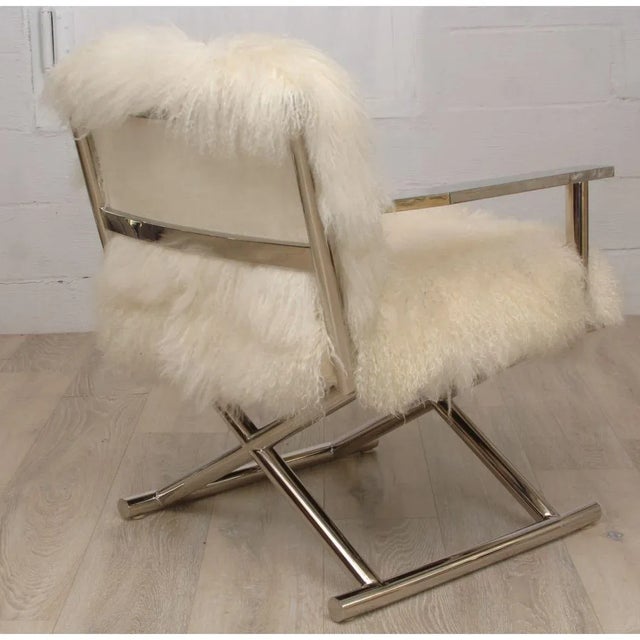 Pair of Restoration Hardware Altman Tibetan Wool Directors Chairs For Sale In New York - Image 6 of 11