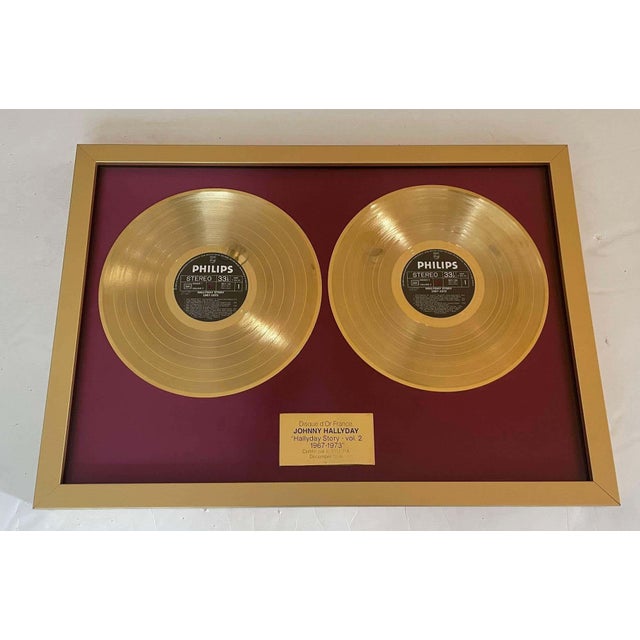 Gold Record Award - Official Disque d'Or France Johnny Hallyday "Halliday Story - vol. 2" 1967-1973 award celebrates the...