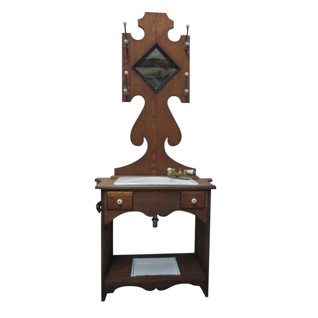 Antique Late 19th Century Victorian Hall Tree With Sink For Sale - Image 11 of 11