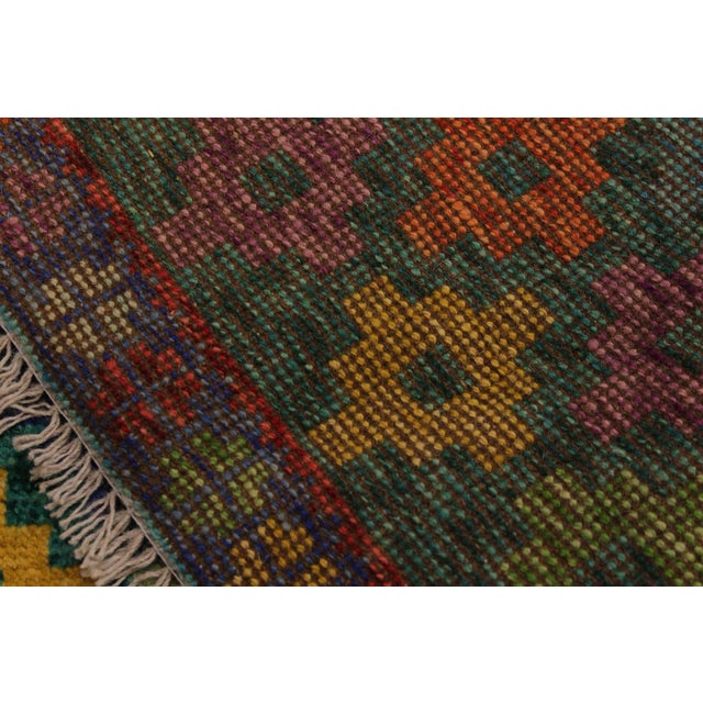 Textile 1990s Abstract Tribal Balouchi Green Wool Rug - 4′10″ × 6′6″ For Sale - Image 7 of 8