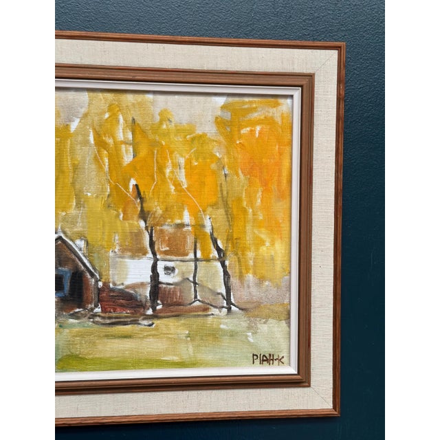 Pia H. Campbell, Houses and Trees in Autumn, 1950s, Oil on Canvas, Framed For Sale - Image 6 of 18