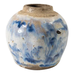 Early 20th Century Chinese Abstract Blue and White Ginger Jar