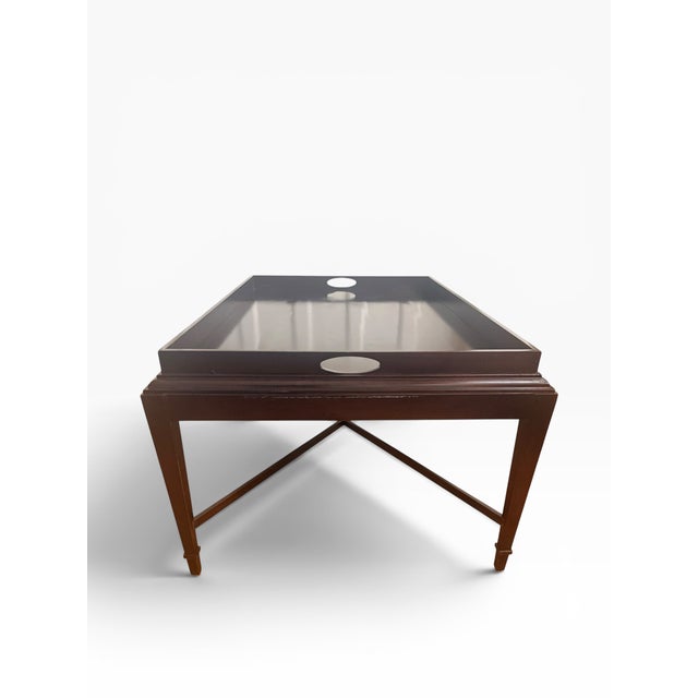 Baker Furniture Company Early 20th Century Barbara Barry for Baker Mahogany Tray-Top Coffee Table For Sale - Image 4 of 18