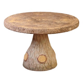 French Cast Stone Faux Bois Garden Table, C. 1960 For Sale