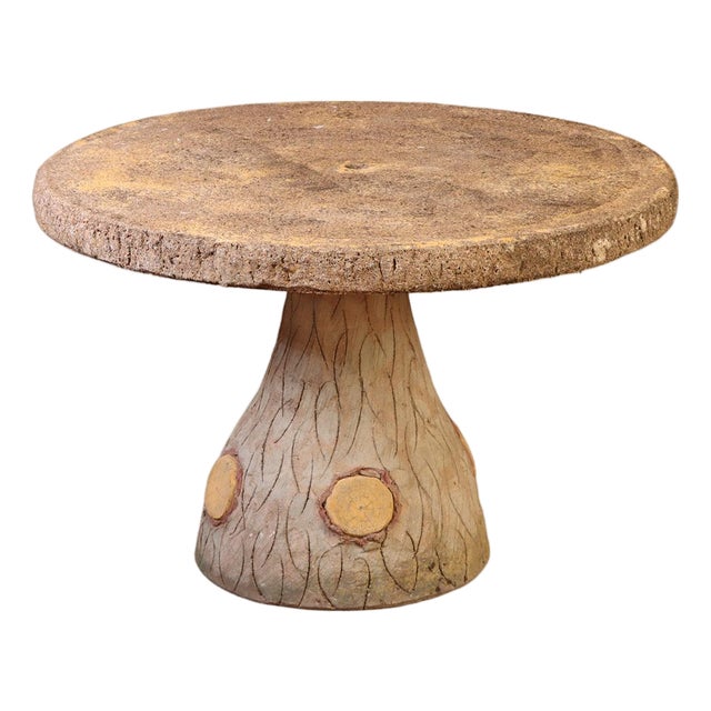 French Cast Stone Faux Bois Garden Table, C. 1960 For Sale