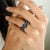 18k White Gold Blue Sapphire Diamond Floral Ring for Women Size 5 For Sale - Image 4 of 12
