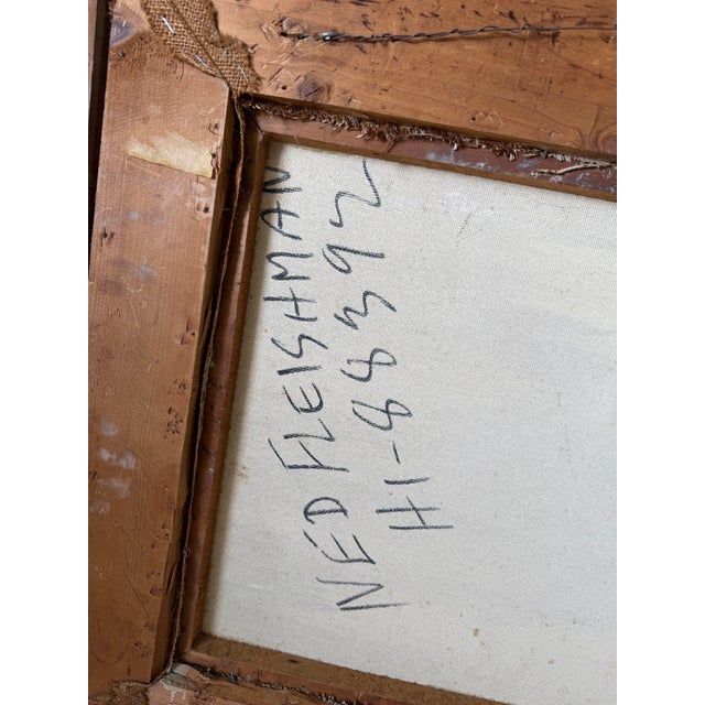 1960’s Ned Fleishman Expressionist Abstract Oil Painting on Masonite Painting – Framed For Sale - Image 9 of 11