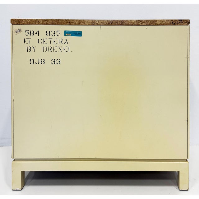 Vintage Drexel Heritage Chinoiserie Painted Cabinet, Faux Painted Stone Top For Sale - Image 11 of 12