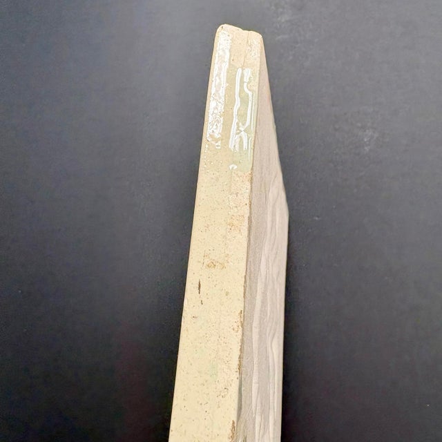 Antique Islamic Handmade Decorative Tile – Konya Turkish Calligraphy Wall Decor Kufic Script - Blue 7" For Sale - Image 9 of 12