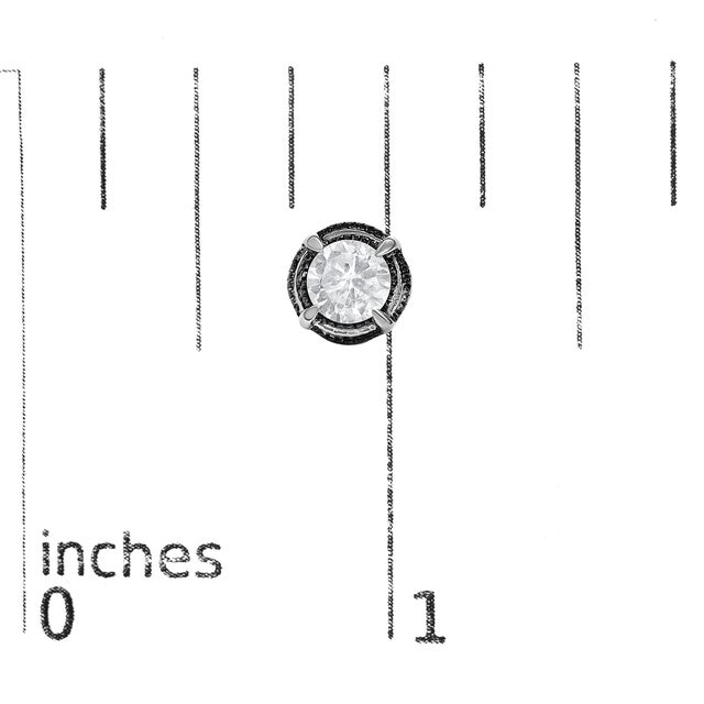 Black Rhodium Plated .925 Sterling Silver Round 1.0 Cttw Diamond Double Halo 4-Prong Solitaire Milgrain Stud Earrings (H-I Color, I2-I3 Clarity) For Sale In New York - Image 6 of 6
