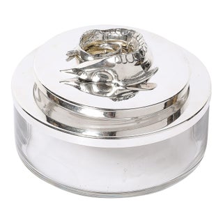 Mid-Century Silver Plate & Glass Caviar Service With Sculptural Sturgeon Handle For Sale