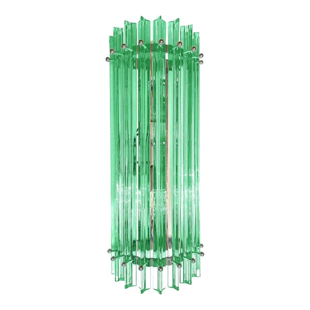 Mid-Century Modern Contemporary Green “Wather Triedro” Murano Glass Wall Sconces - Lot of 4 For Sale - Image 3 of 6