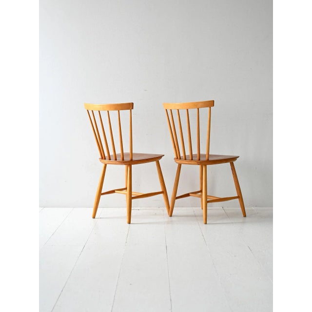 Scandinavian Pinstol Beech and Teak Chairs, 1960s, Set of 2 For Sale - Image 4 of 9