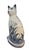 Charming vintage Italian ceramic sculpture of a seated cat, hand-painted in a classic blue and white palette. The body...