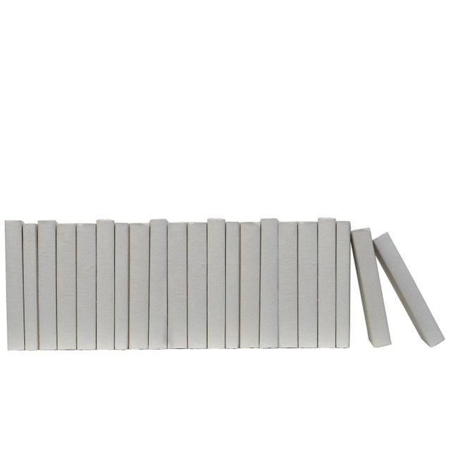 Modern Decorative Books - Sand Linen Wrapped Books - Off White Books By The Foot For Sale - Image 3 of 3