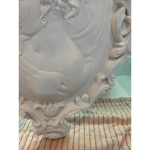 Oversized Large French Baroque Cameo Wall Plaque Portrait Relief in Antique White For Sale - Image 9 of 14