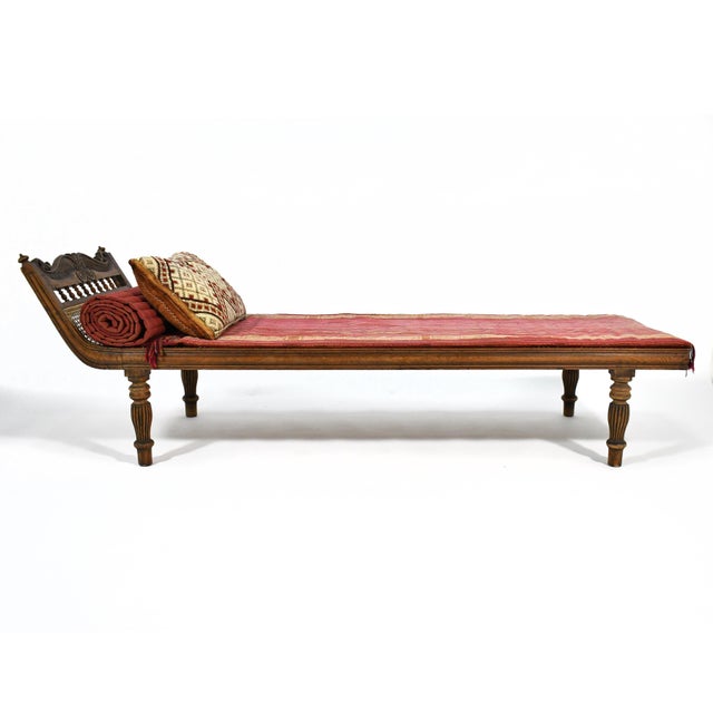 Teak and Cane Colonial Chaise Lounge For Sale - Image 9 of 12