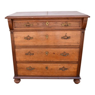 Oak Art Nouveau Chest of Four Drawers For Sale
