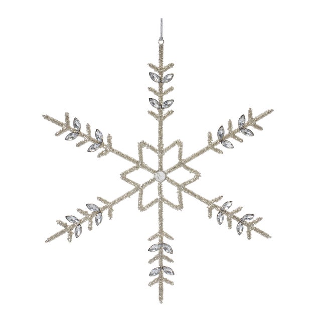 Contemporary Jeweled Metal Snowflake Ornament (Set of 6) For Sale - Image 3 of 4