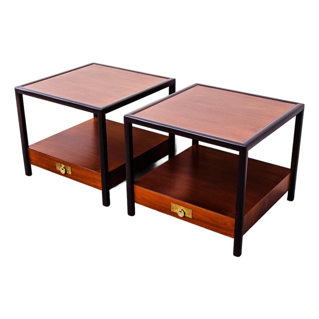 1950s Michael Taylor for Baker Restored Teak & Mahogany Side Tables For Sale