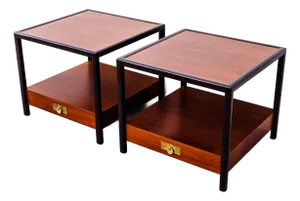 1950s Michael Taylor for Baker Restored Teak & Mahogany Side Tables