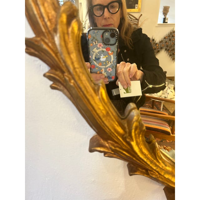 Wood Vintage Giltwood Oval Wall Mirror For Sale - Image 7 of 8