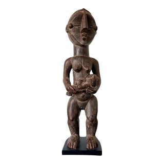 Lwalwa Mother Figure Holding Baby DR Congo Africa with Provenance For Sale