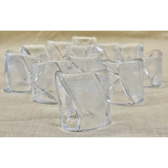 Mid-Century Swedish Ice Glass Napkin Rings attributed to Uno Westerberg for Pukeberg, 1970s, Set of 12 For Sale - Image 12 of 18