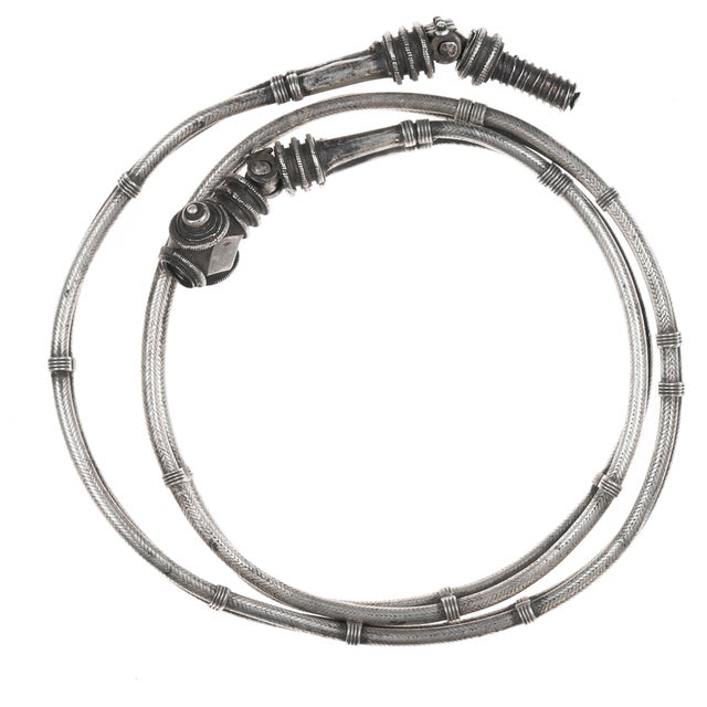 Contemporary 31.5" Antique silver Indian/Hindu belly chain belt wheat chain necklace For Sale - Image 3 of 11