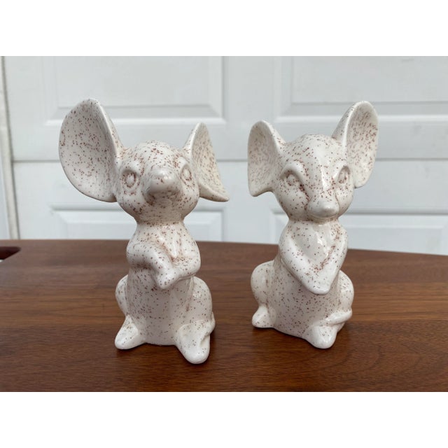 Pair of Mid 20th Century Ceramic Speckled Mice For Sale - Image 4 of 6