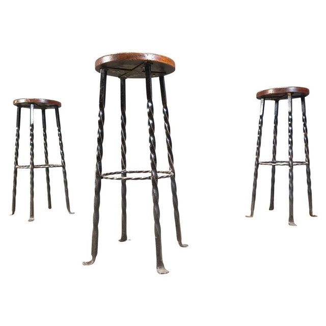 Vintage French Wrought Iron Bar Stools, 1960s, Set of 3 For Sale - Image 13 of 13