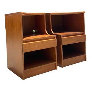 Pair of Danish Modern Curved Two-Tier Nightstands For Sale