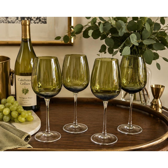 Details * Vintage set of four * Olive green gradient bowls * Clear stems and bases * Approximately 8.75”H * Approximately...