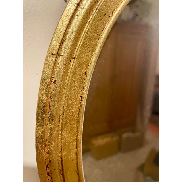 Gold Pair of Vintage Gilt Oval Mirrors For Sale - Image 8 of 11