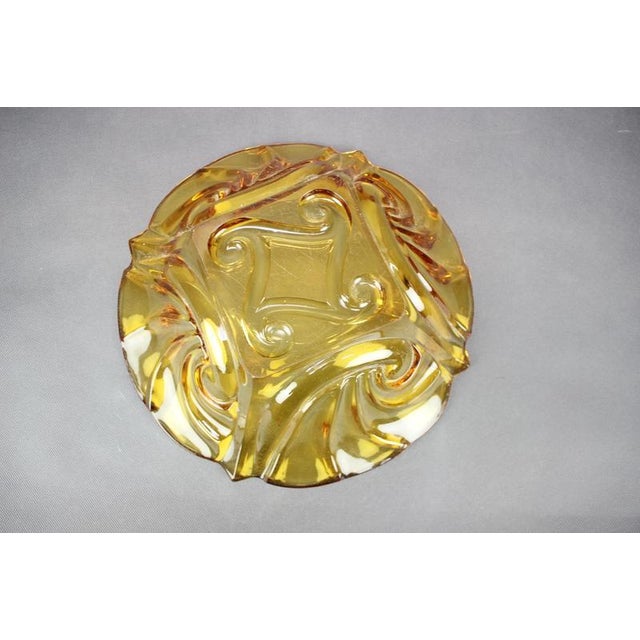 Mid-Century Czech Amber Pressed Glass Decorative Bowl, 1960s For Sale - Image 6 of 8