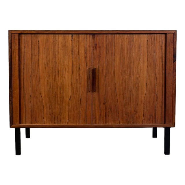 Vintage Danish Rosewood Tambour Cabinet For Sale