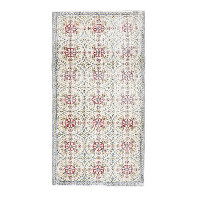 1970s Turkish Oushak Handmade Wool Cotton Beige Area Rug For Sale