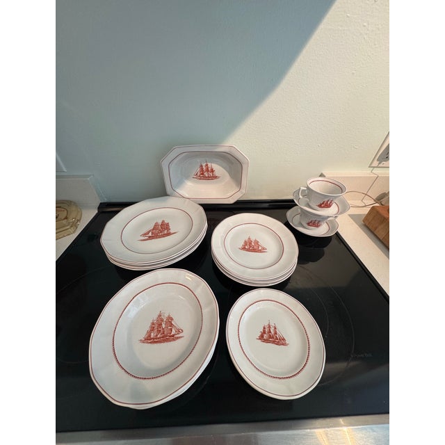 White Late 20th Century Wedgwood Flying Cloud Ann McKim Georgetown Collection England - Set of 21 For Sale - Image 8 of 12