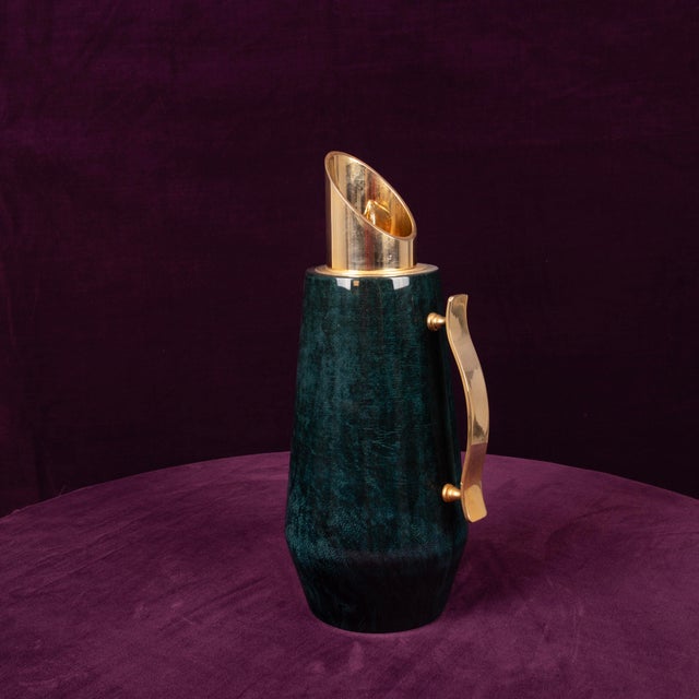 Metal Mod. 1278D Blue Goatskin Parchment Thermos by Aldo Tura, Italy, 1950 For Sale - Image 7 of 17