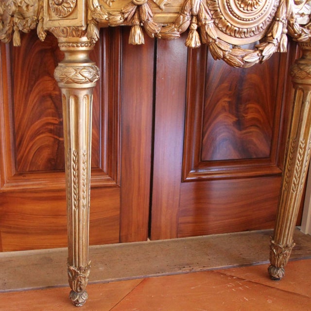 Italian Neoclassical Demilune Gilt Wood Console Table For Sale - Image 6 of 13