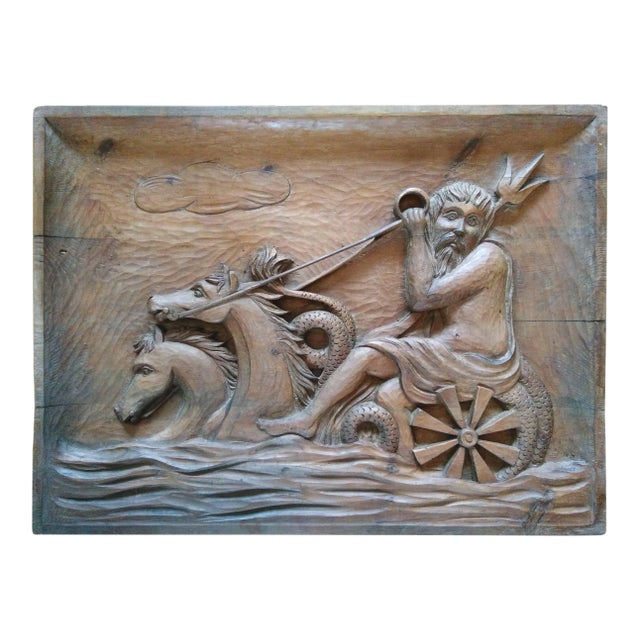Wall Sculpture, Carved Wood Panel, France, 1940s For Sale