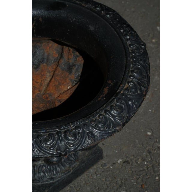 Antique French Cast Iron Garden Urn with Decorative Rim, 1920s For Sale - Image 13 of 16