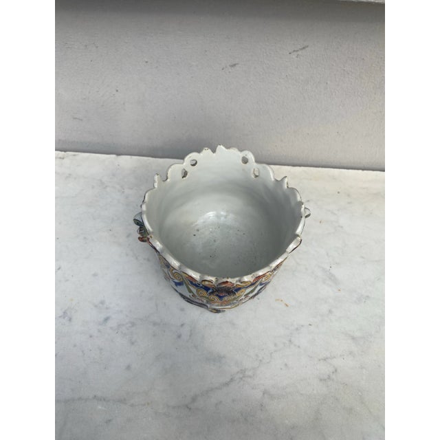 Goldenrod 19th Century French Faience Cache Pot Desvres For Sale - Image 8 of 9